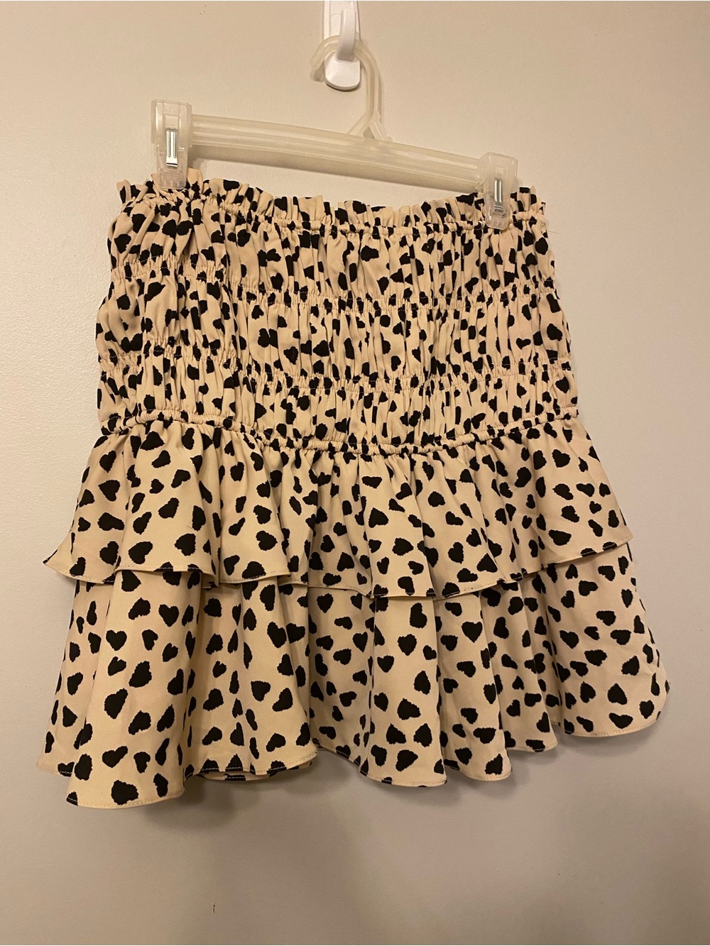 English Factory Cream Mini Skirt with Black Spot Print